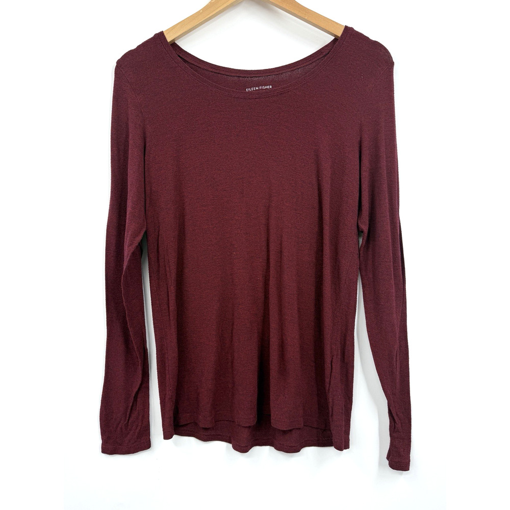 Eileen Fisher‎ Top Womens Crewneck Pullover Long Sleeve Red Size Medium
